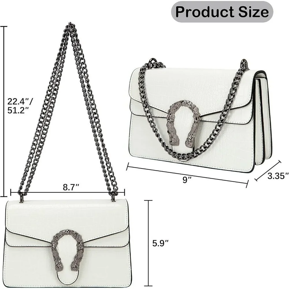 ⚡Women's White Snake Vegan Leather Print Casual Satchel Crossbody Handbag